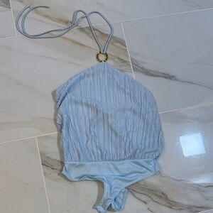 Fashion Nova Light Blue Halter Top